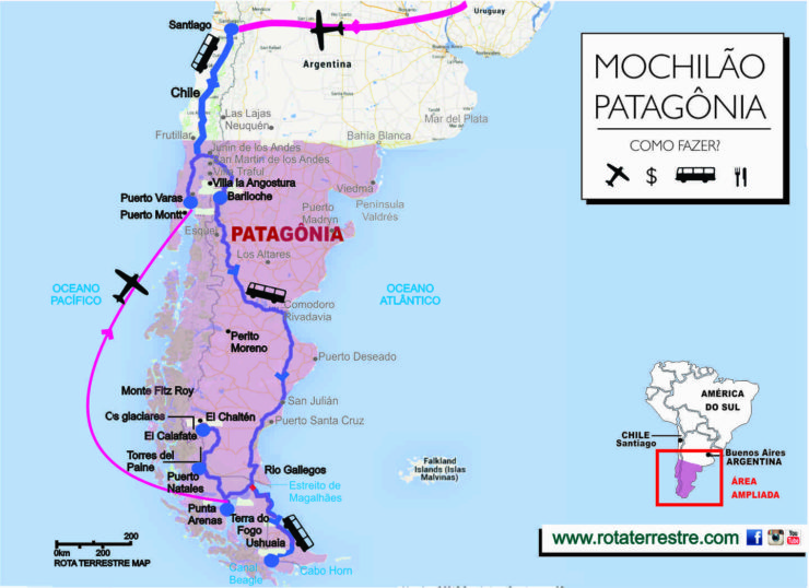 Roteiro pela Patagônia: Argentina e Chile de carro  Viagens rodoviárias,  Argentina e chile, Patagônia